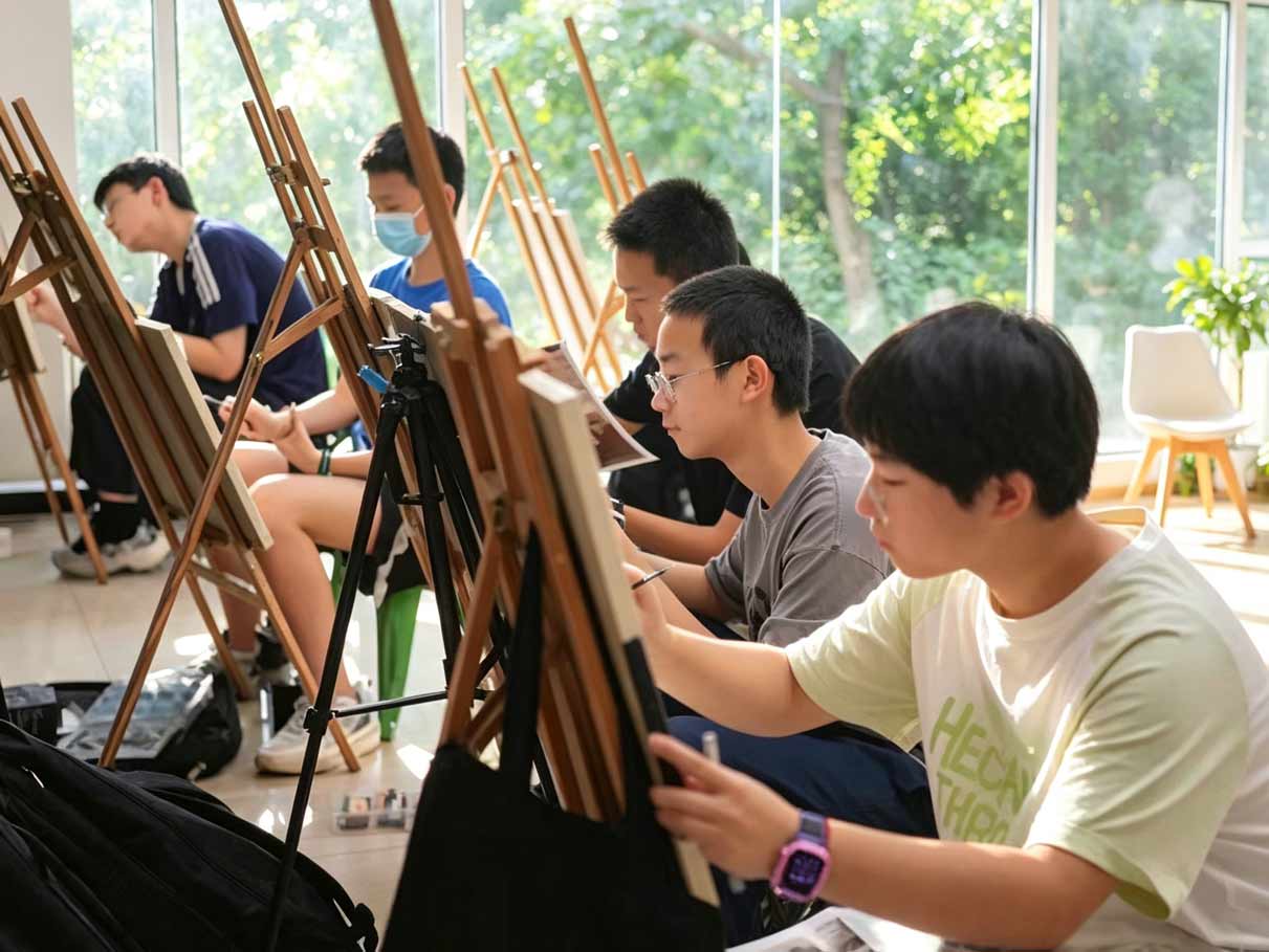 学生在画室进行专业训练